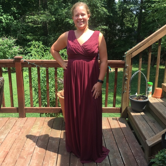 David's Bridal Dresses & Skirts - David’s Bridal Wine Mesh Bridesmaid Dress